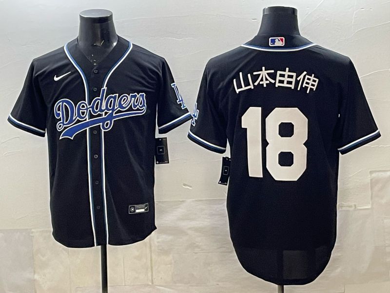 Men 2025 Los Angeles Dodgers #18 Yamamoto Black Game Nike MLB Jersey 01->los angeles dodgers->MLB Jersey